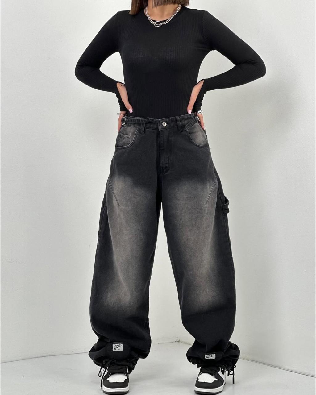 MID BLACK WASHED JEANS