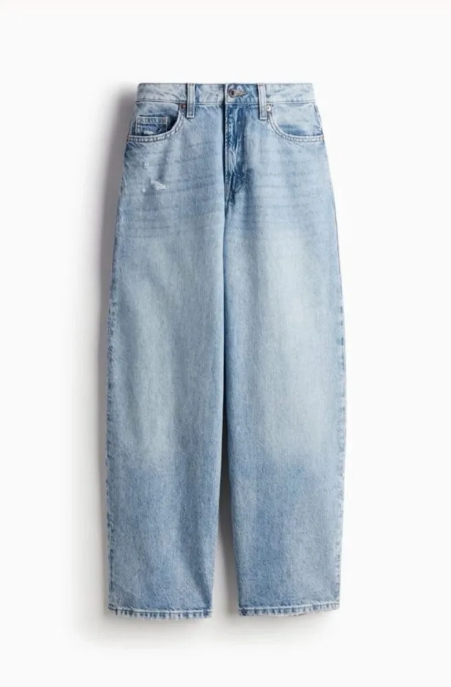 UNISEX ICE BLUE WIDE BAGGY WASHED JEANS