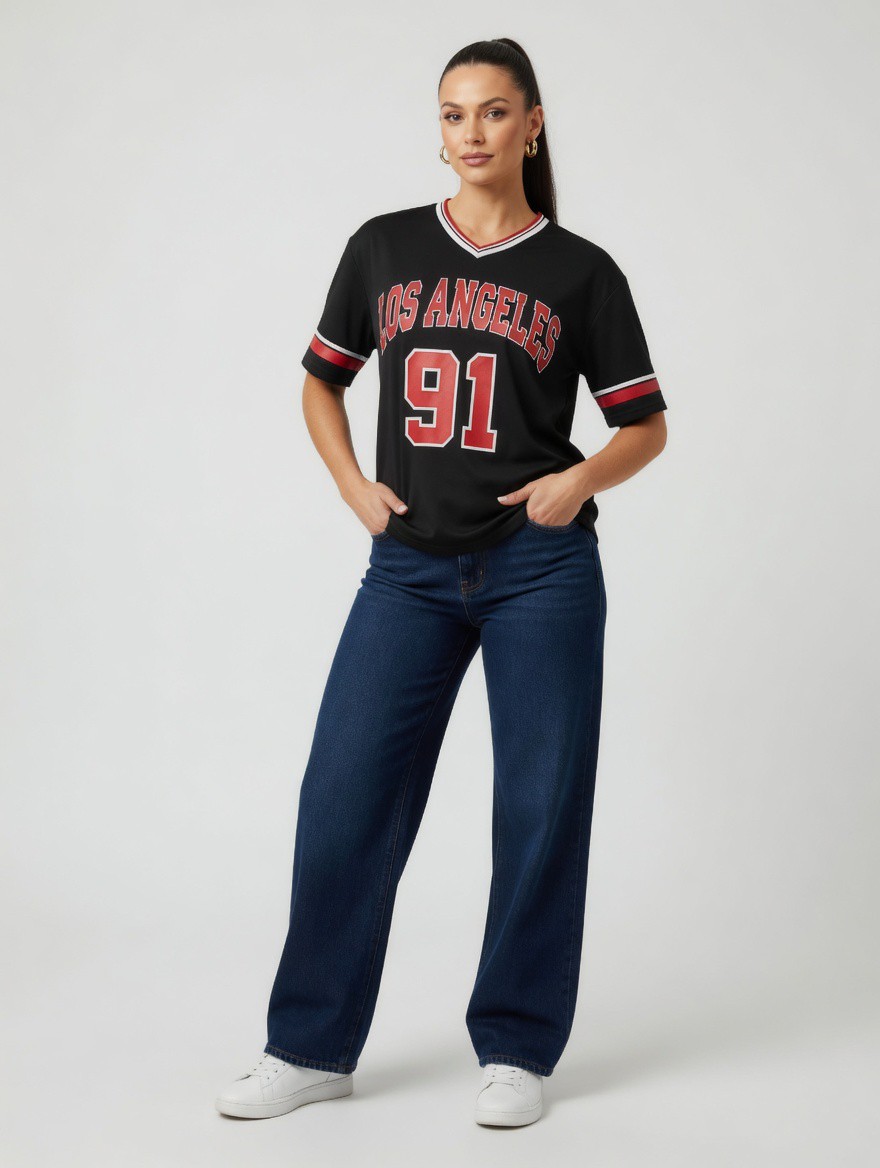 LA 91 DOWN SHOULDER TEE