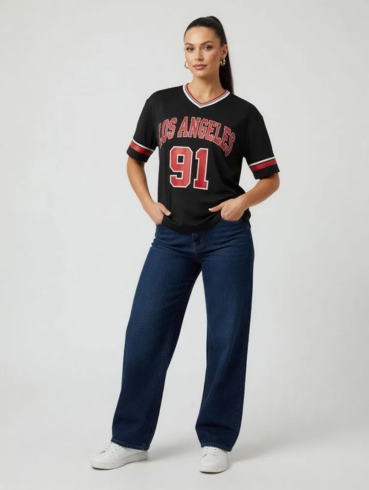 LA 91 DOWN SHOULDER TEE