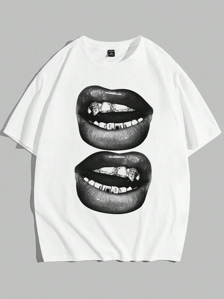 LIPS DOWN SHOULDER TEE
