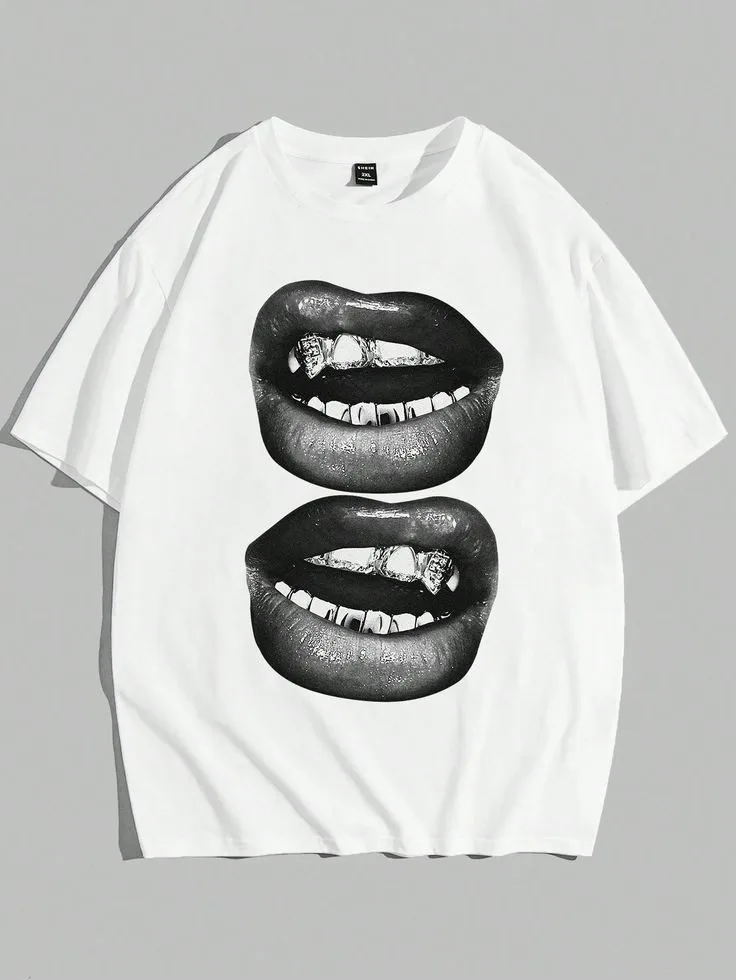 LIPS DOWN SHOULDER TEE