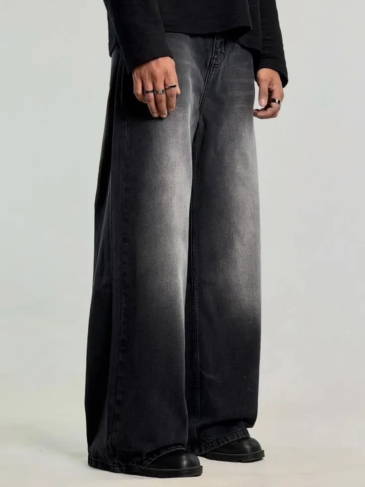 UNISEX BLACK BLAST BAGGY JEANS