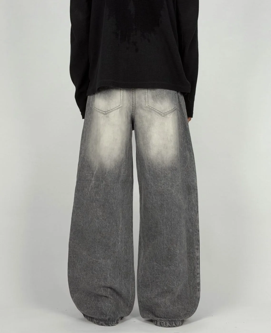 UNISEX GREY WASH BAGGY JEANS