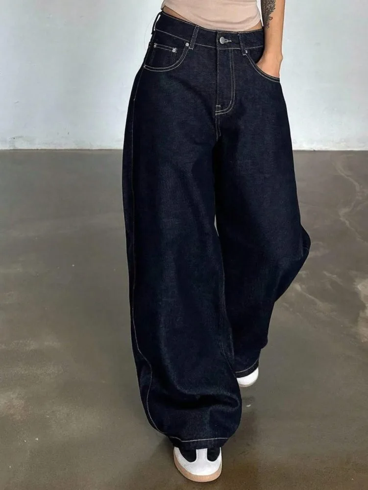 UNISEX NEAVY BLUE BAGGY JEANS