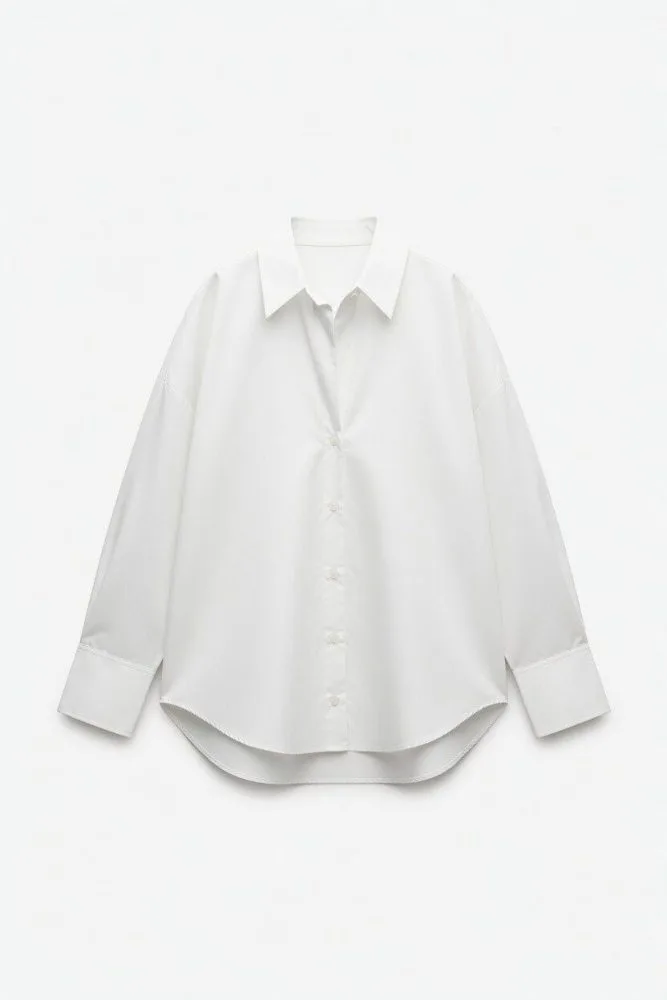 WHITE BUTTON DOWN TEE